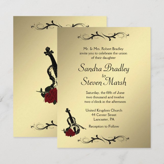 Inbjudan till Violin Music Wedding (Fram/baksida)