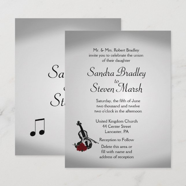 Inbjudan till Violin Music Wedding (Fram/baksida)