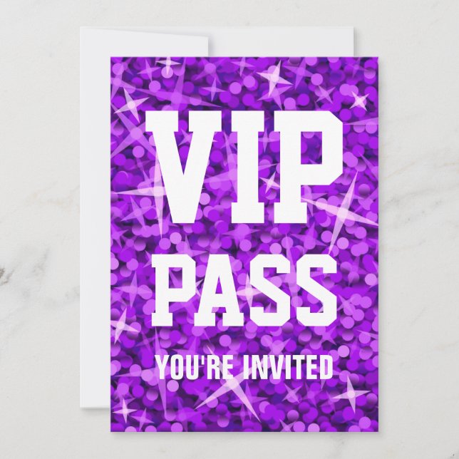 Inbjudan till 'VIP PASS' i Glitz Purple (Framsida)
