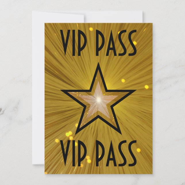 Inbjudan till VIP PASS i Guld Star svart (Framsida)