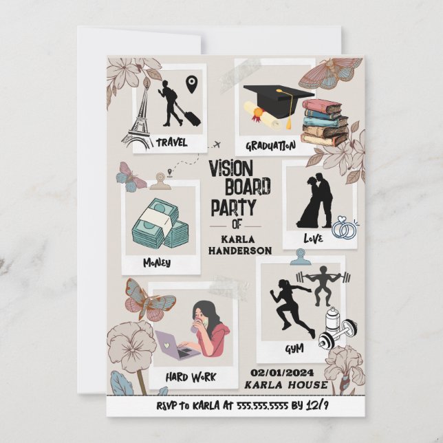 Inbjudan till Vision Board Party, Dream vision Inv (Framsida)