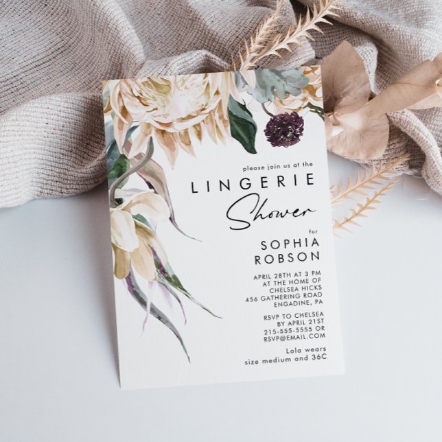 Inbjudan till Vit Blommigt Lingerie Shower (Skapare uppladdad)