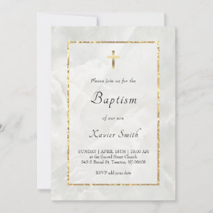 inbjudan till vit marmor-katolsk baptism
