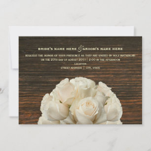 Inbjudan till vit ros & Barnwood Rustic Wedding