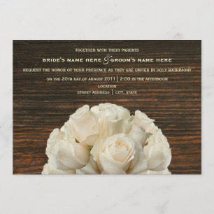 Inbjudan till vit ros & Barnwood Rustic Wedding
