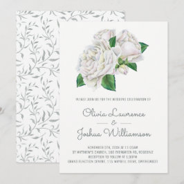 Inbjudan till vit ros Watercolor Wedding