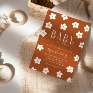 Inbjudan till vita Daisy för Baby i Bloom Shower
