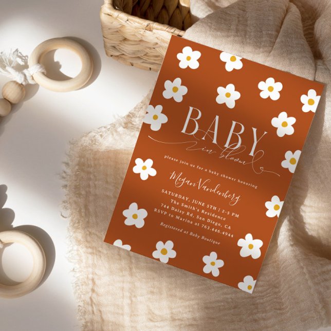 Inbjudan till vita Daisy för Baby i Bloom Shower (Skapare uppladdad)