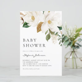 Inbjudan till Vita Magnolia Baby Shower för vatten