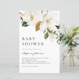 Inbjudan till Vita Magnolia Baby Shower för vatten