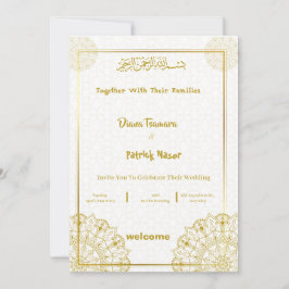 Inbjudan till Vita och Guld Elegant bröllop