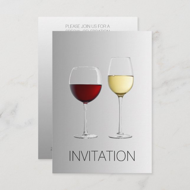 Inbjudan till Vita röda Vin-glaset Klubb Party Vip (Fram/baksida)