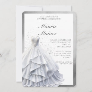 Inbjudan till vitklänning quinceañera