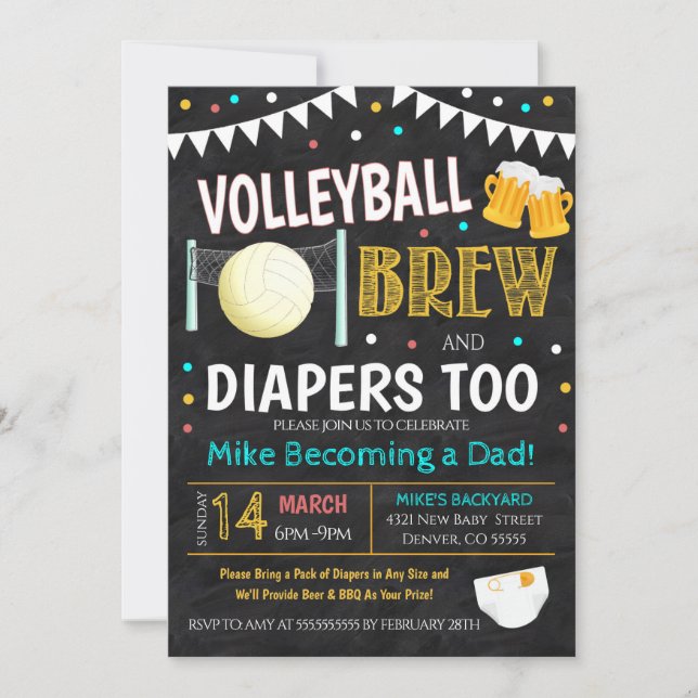 Inbjudan till Volleyball och Beer Baby Shower (Framsida)