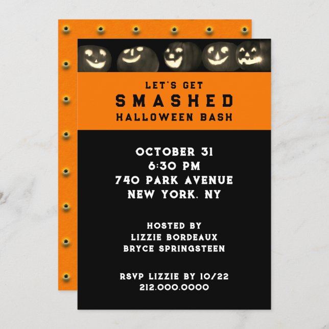 Inbjudan till vuxen Halloween fest (Fram/baksida)