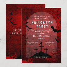 Inbjudan till vuxen Halloween fest - Röd och svart