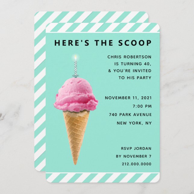 Inbjudan till vuxen på födelsedag (Fram/baksida)