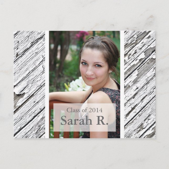 Inbjudan till vykort för studenten - Wood Struktur (Framsida)