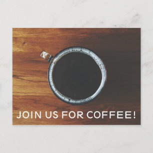 Inbjudan till vykort - Gå med oss för kaffe
