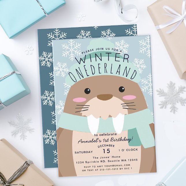 Inbjudan till Walrus Winter Onederland Barns födel (Skapare uppladdad)