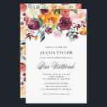 Inbjudan till Watercolor Autumn Blooms Pub Mitzvah<br><div class="desc">Familjen inbjudan och vänner till ditt evenemang med anpassadet blommigt pub mitzvah-inbjudan. Den har vattenfärgsblommor och en passande bakgrund. Pub mitzvah-inbjudan i blommigt kommer att bli perfekt för höst- eller höstevenemang. Anpassa genom att lägga till information. Matchande objekt är tillgängliga.</div>