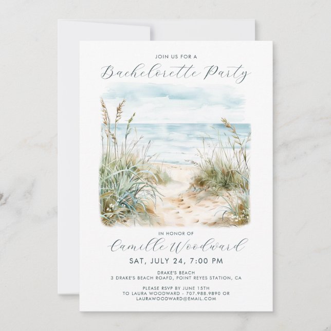 Inbjudan till Watercolor Beach Bachelorette-partie (Framsida)