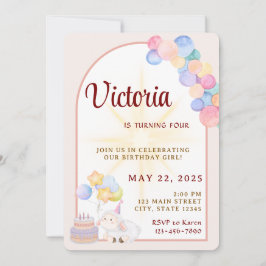 Inbjudan till Watercolor Birthday Girl Party