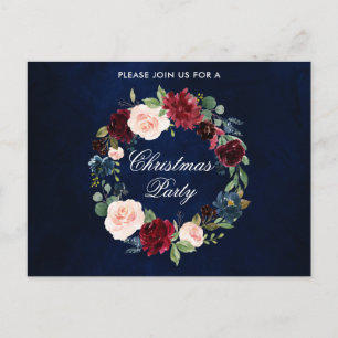 Inbjudan till Watercolor Blommigt WandeChristma Pa