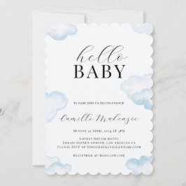 Inbjudan till Watercolor Blue Cloud Baby Shower