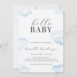 Inbjudan till Watercolor Blue Cloud Baby Shower