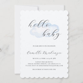 Inbjudan till Watercolor Blue Cloud Baby Shower