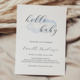 Inbjudan till Watercolor Blue Cloud Baby Shower
