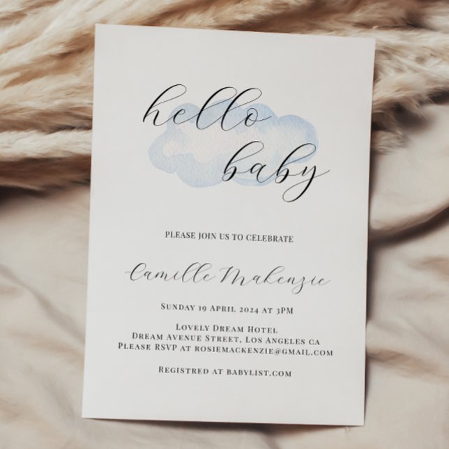 Inbjudan till Watercolor Blue Cloud Baby Shower (Skapare uppladdad)