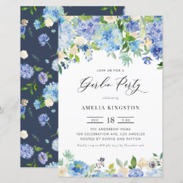 Inbjudan till Watercolor Blue Hydrangea Garden Par