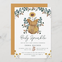 Inbjudan till Watercolor Boho Blommigt Baby Sprink