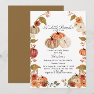 Inbjudan till Watercolor Boho Pumpkin Babydusch