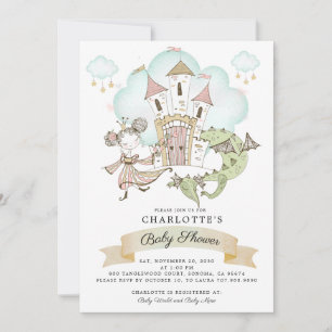Inbjudan till Watercolor Castle Princess Dragon