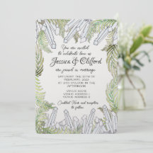 Inbjudan till Watercolor Crystal och Fern Wedding