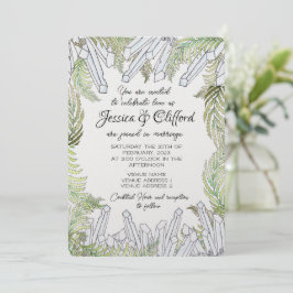 Inbjudan till Watercolor Crystal och Fern Wedding