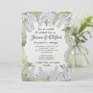 Inbjudan till Watercolor Crystal och Fern Wedding