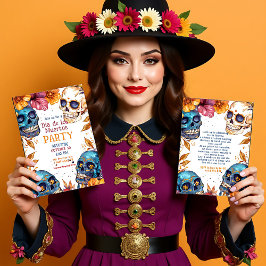 💀 inbjudan till Watercolor Día de Muertos-partiet