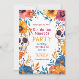💀 inbjudan till Watercolor Día de Muertos-partiet