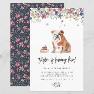 Inbjudan till Watercolor English Bulldog Birthday 