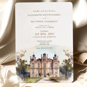 Inbjudan till Watercolor English Manor Wedding