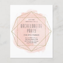 Inbjudan till Watercolor Glitter Rosa Bachelorette