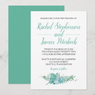 Inbjudan till Watercolor Greenery Botanical Weddin