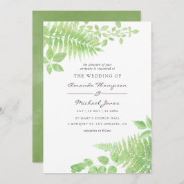 Inbjudan till Watercolor Greenery Foliage Wedding