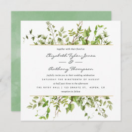 Inbjudan till Watercolor Greenery Wedding