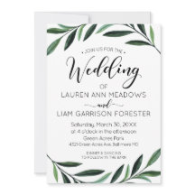 Inbjudan till Watercolor Greenery Wedding