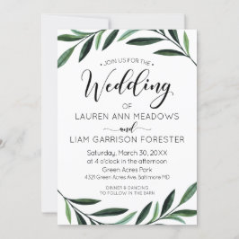 Inbjudan till Watercolor Greenery Wedding